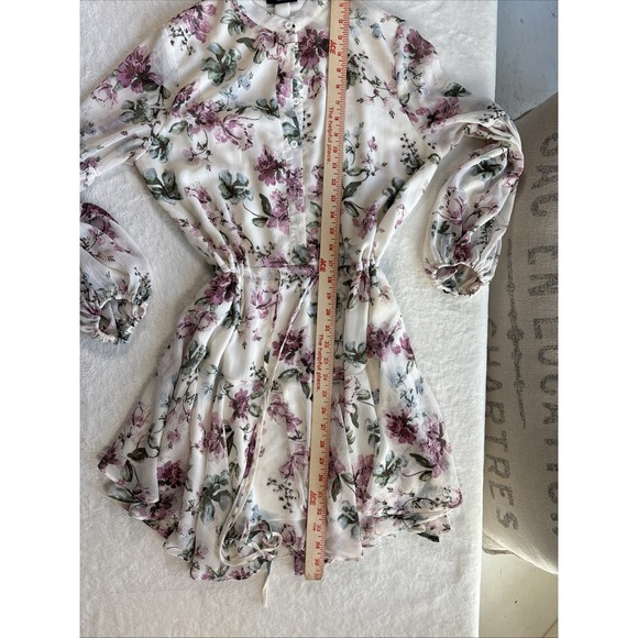 VICI Women's Floral Ruffle Tiered Mini Dress Sheer Long Sleeve Size M - Picture 7 of 11
